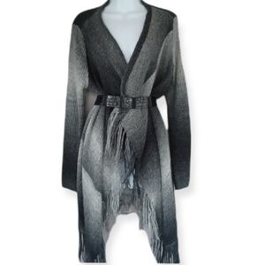 Black and grey poncho sweater Size L